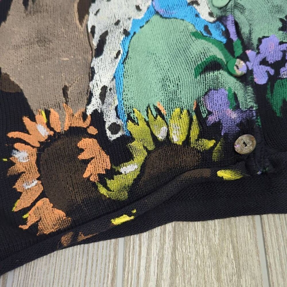 Diane Wat Design Womens S/M Grannycore Handpainted Sweater Horse Theme Buttons - Picture 4 of 8